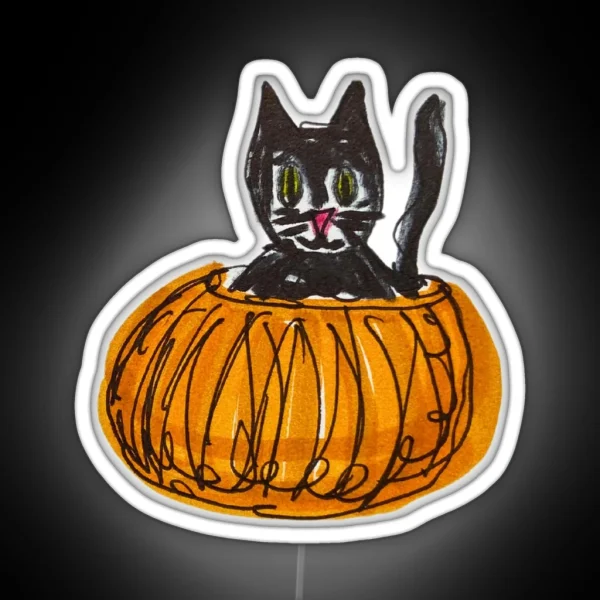 Cat In Pumpkin RGB Neon Sign