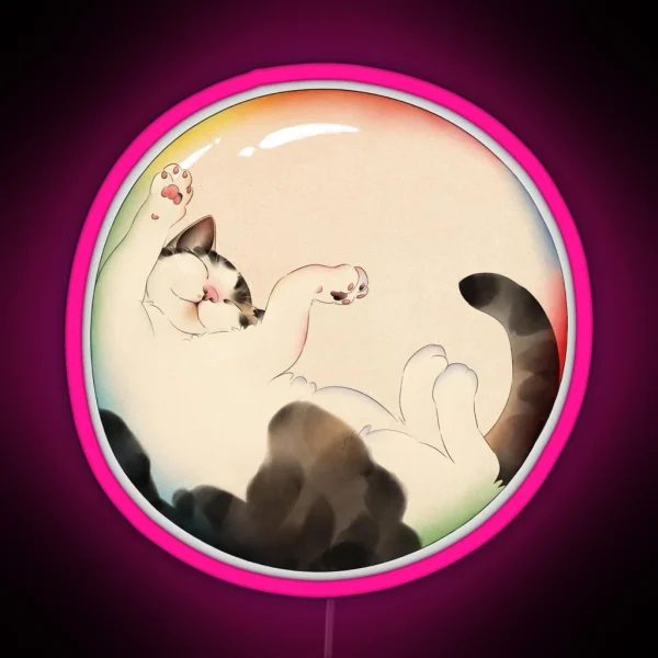 Cat In Rainbow Bubble RGB Neon Sign