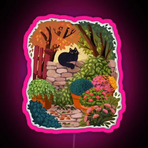 Cat In The Garden RGB Neon Sign