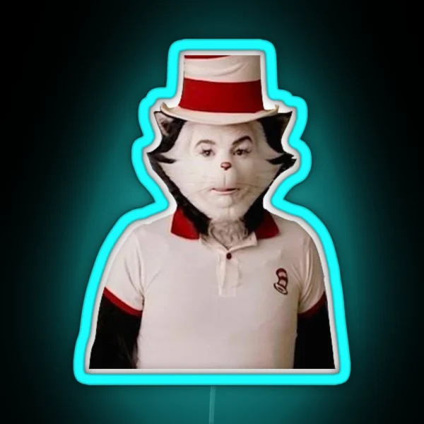 Cat In The Hat Guilty Face RGB Neon Sign
