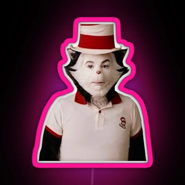 Cat In The Hat Guilty Face RGB Neon Sign