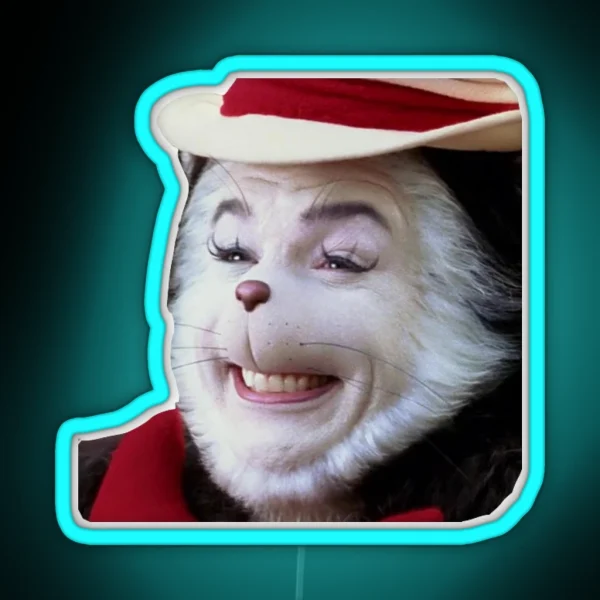 Cat In The Hat Smiling RGB Neon Sign