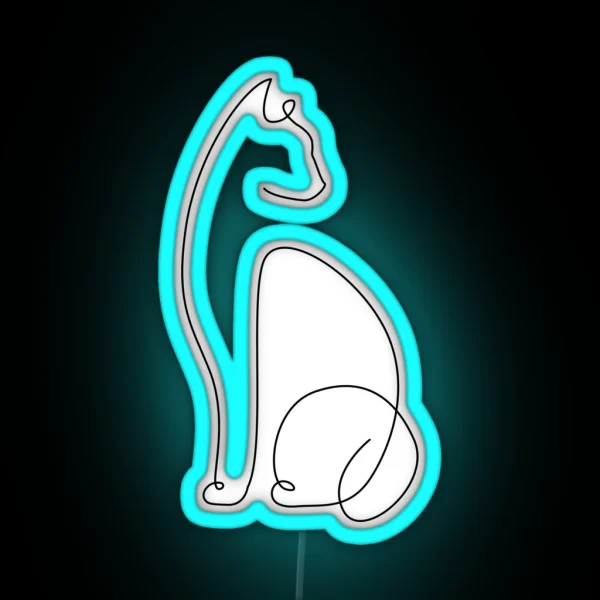 Cat Line Art RGB Neon Sign