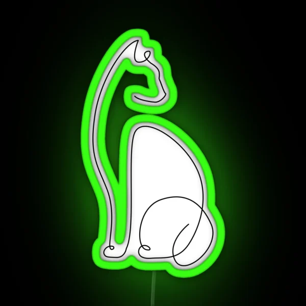 Cat Line Art RGB Neon Sign