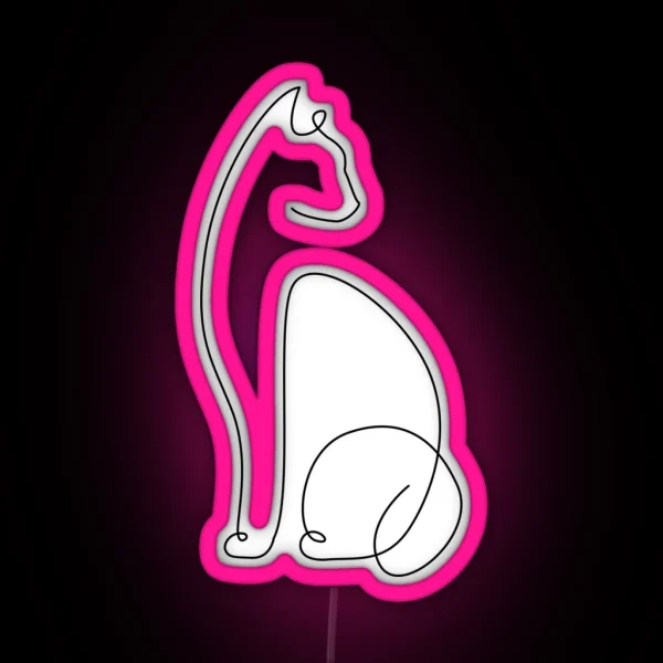 Cat Line Art RGB Neon Sign