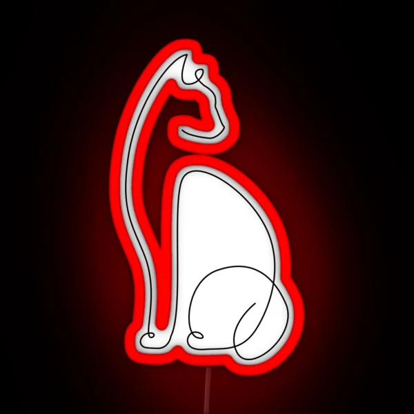 Cat Line Art RGB Neon Sign