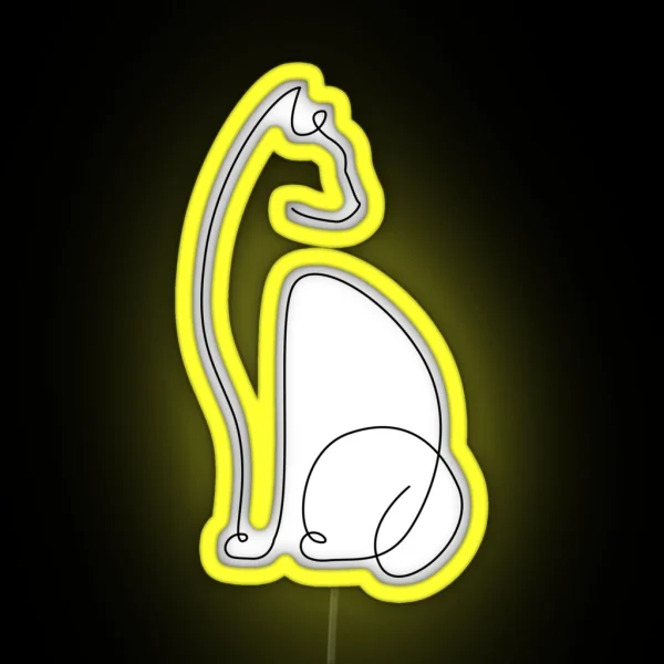 Cat Line Art RGB Neon Sign