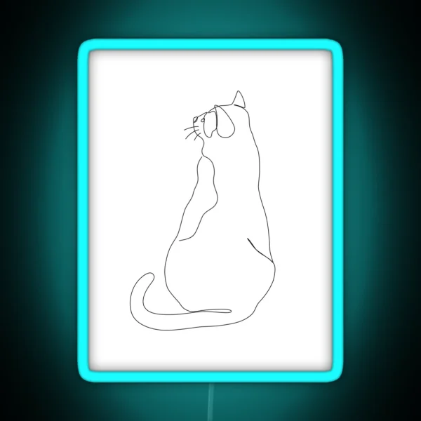 Cat Line Art RGB Neon Sign