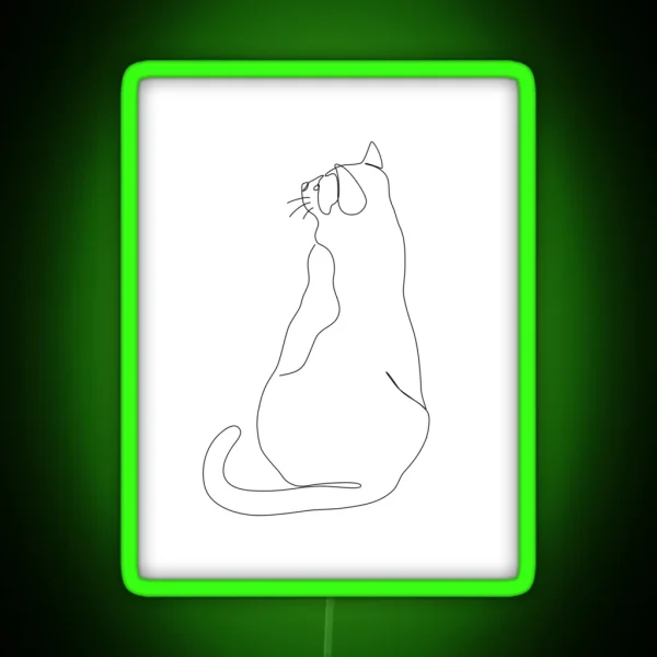 Cat Line Art RGB Neon Sign