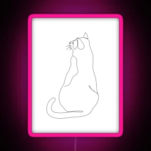 Cat Line Art RGB Neon Sign