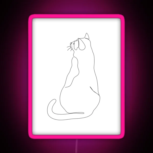 Cat Line Art RGB Neon Sign