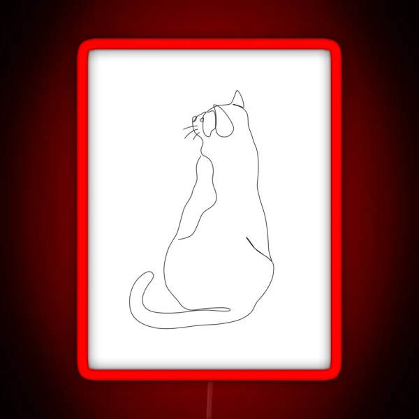 Cat Line Art RGB Neon Sign