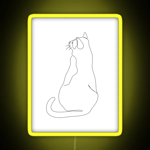 Cat Line Art RGB Neon Sign