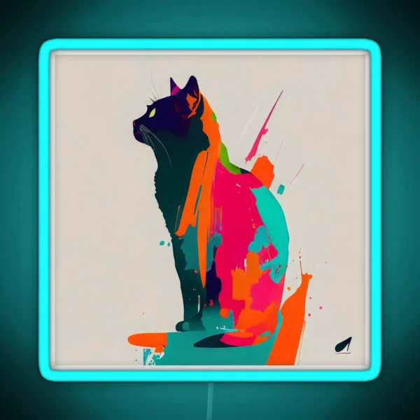 Cat Minimalism A Journey Through Art RGB Neon Sign