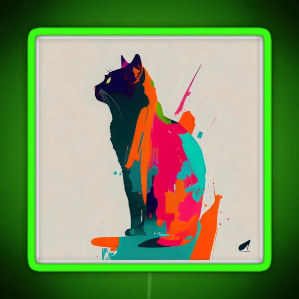 Cat Minimalism A Journey Through Art RGB Neon Sign