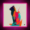 Vibrant RGB LED art display featuring minimalist cat design statement
