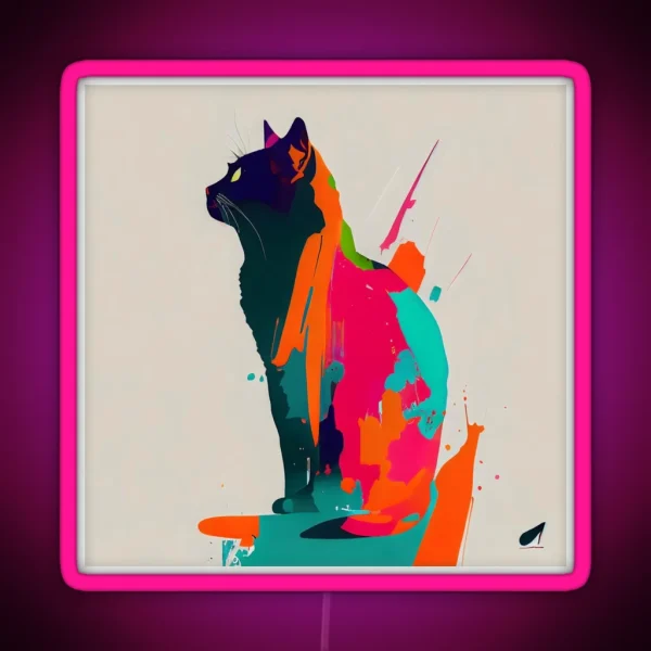 Cat Minimalism A Journey Through Art RGB Neon Sign