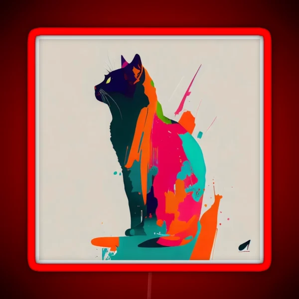 Cat Minimalism A Journey Through Art RGB Neon Sign