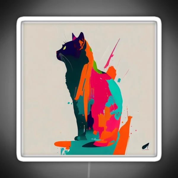 Cat Minimalism A Journey Through Art RGB Neon Sign