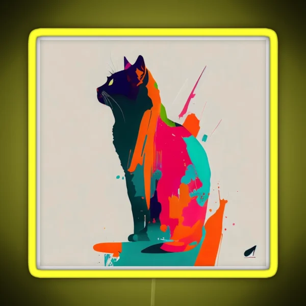 Cat Minimalism A Journey Through Art RGB Neon Sign