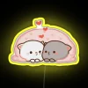 Neon LED Light Canvas Display with Color Changing Mochi Cat Design