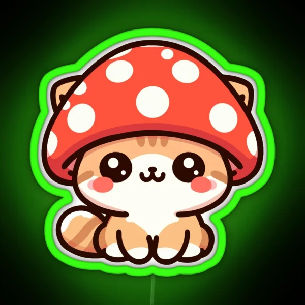 Cat Mushroom Cute Kitty RGB Neon Sign