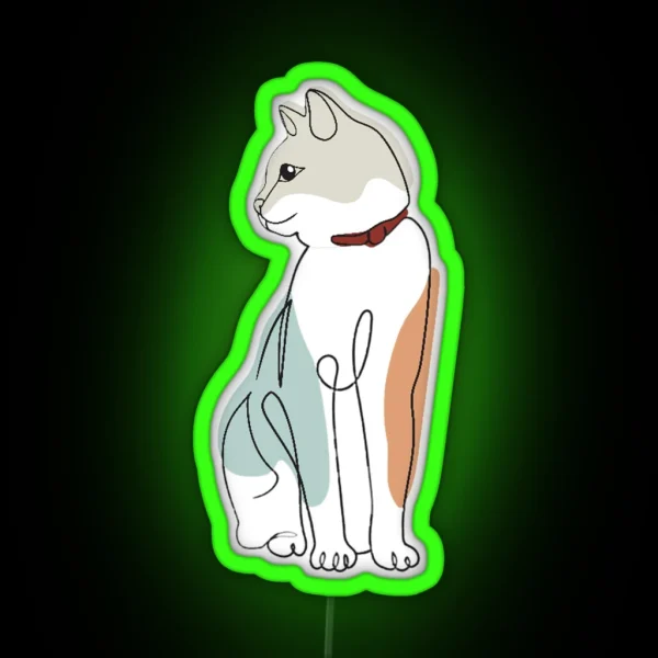 Cat One Line Art Aesthetic RGB Neon Sign