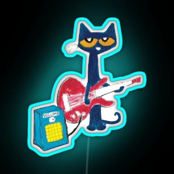 Cat Playing Guitar Design RGB Neon Sign