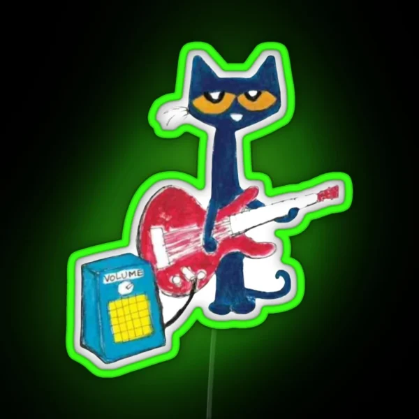 Cat Playing Guitar Design RGB Neon Sign