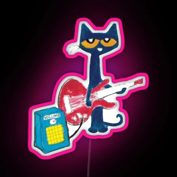 Cat Playing Guitar Design RGB Neon Sign