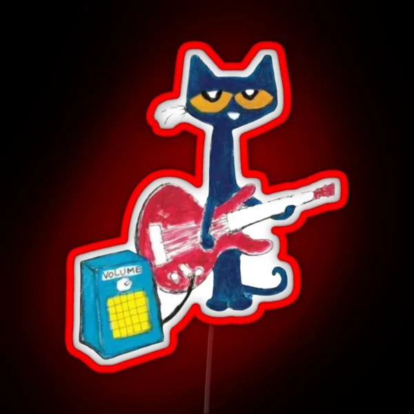 Cat Playing Guitar Design RGB Neon Sign