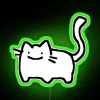 Vibrant feline design lit up by colorful RGB LED lights.