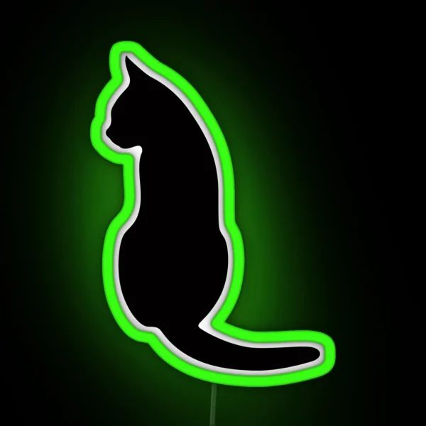 Cat Sitting Down Silhouette RGB Neon Sign