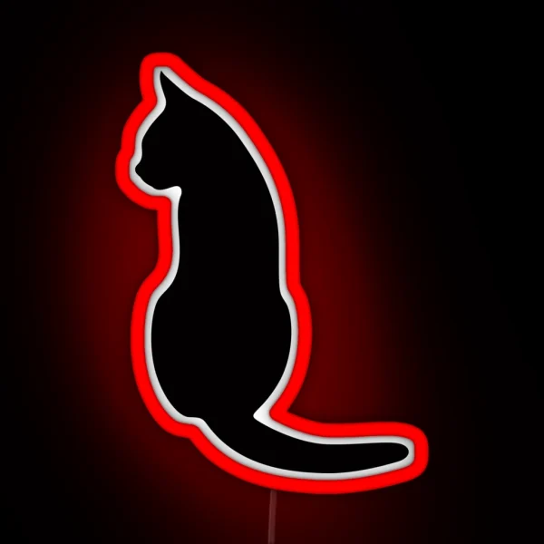 Cat Sitting Down Silhouette RGB Neon Sign