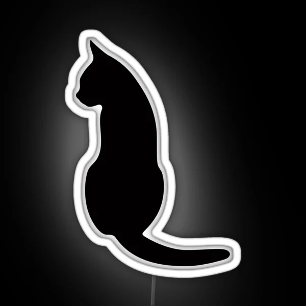 Cat Sitting Down Silhouette RGB Neon Sign