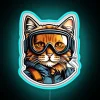 Neon LED sign with vibrant RGB colors and cat design