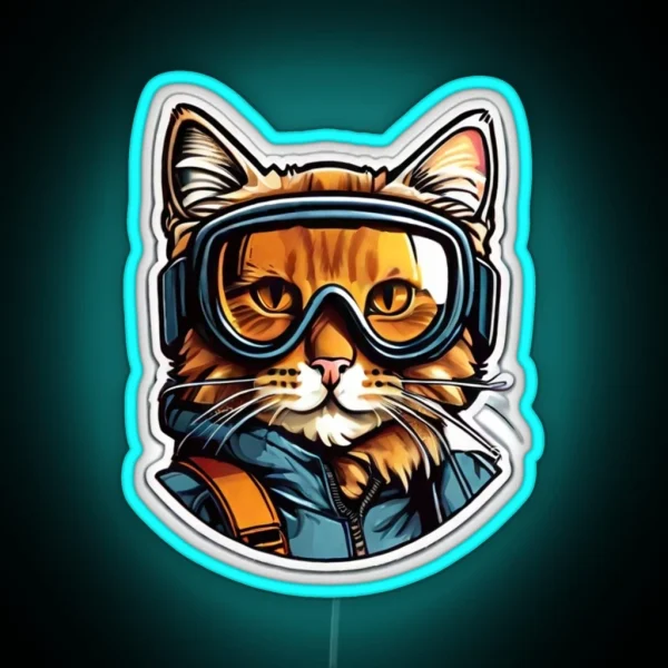 Cat Ski Goggles Led RGB Neon Sign
