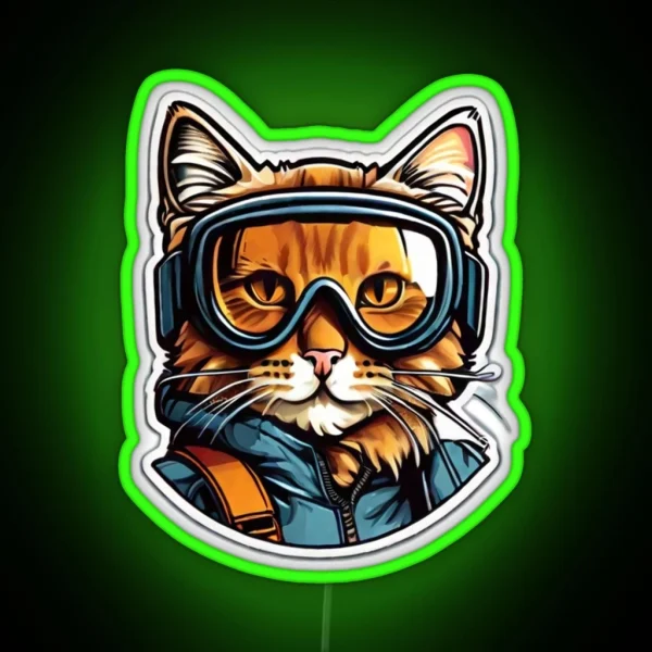 Cat Ski Goggles Led RGB Neon Sign