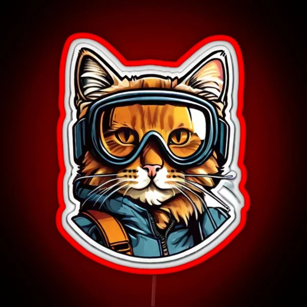 Cat Ski Goggles Led RGB Neon Sign