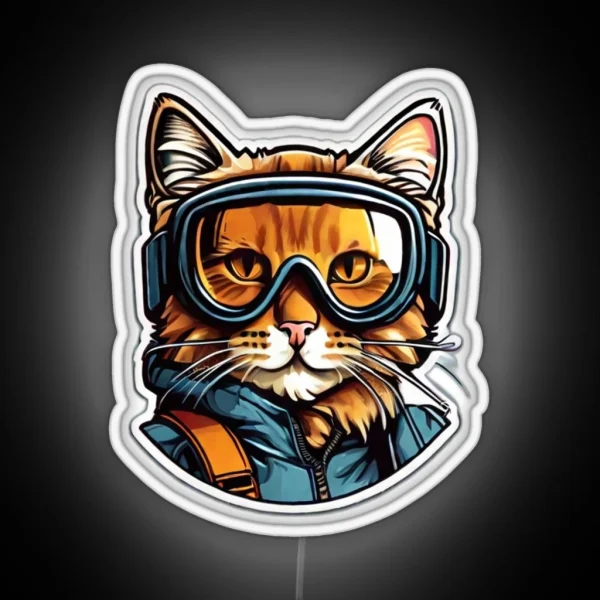 Cat Ski Goggles Led RGB Neon Sign