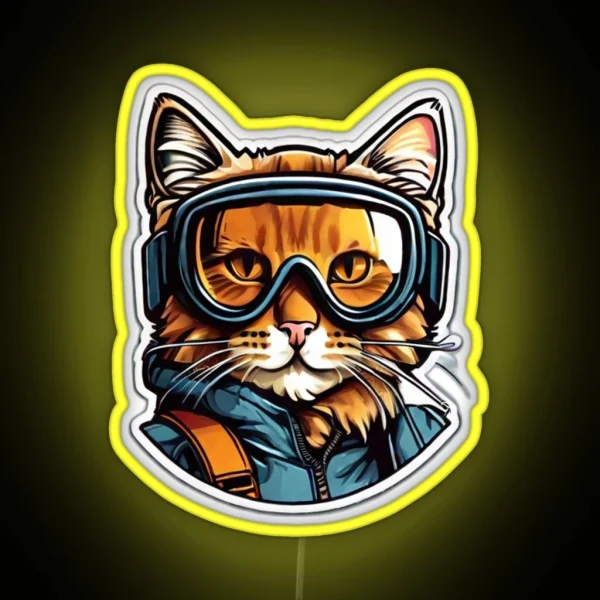 Cat Ski Goggles Led RGB Neon Sign