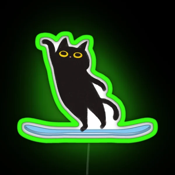 Cat Skiing Funny RGB Neon Sign