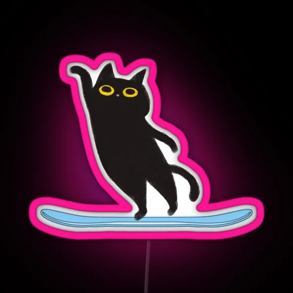 Cat Skiing Funny RGB Neon Sign