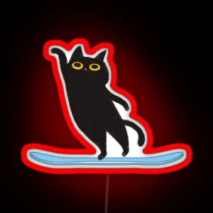 Cat Skiing Funny RGB Neon Sign