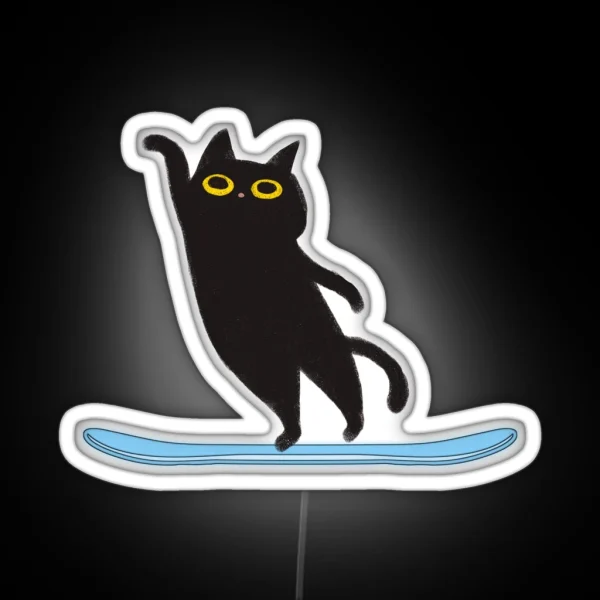 Cat Skiing Funny RGB Neon Sign