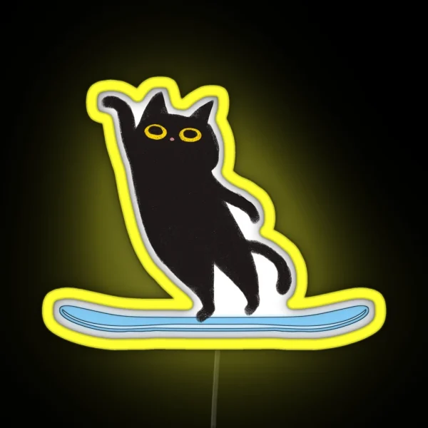 Cat Skiing Funny RGB Neon Sign