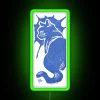 Neon cat stamp art decoration adds vibrant modern aesthetic touch