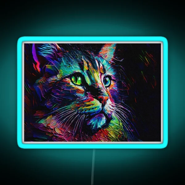Cat Unique Style Design Cat Colorful Creativity Cat RGB Neon Sign
