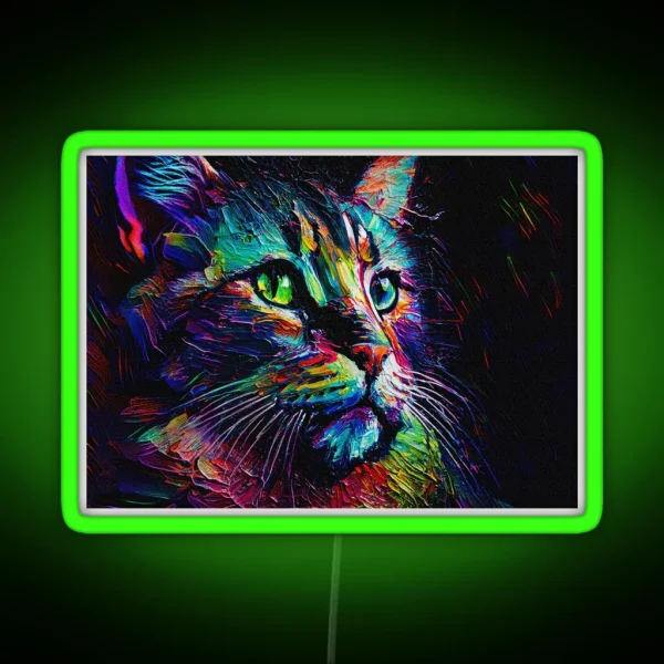 Cat Unique Style Design Cat Colorful Creativity Cat RGB Neon Sign