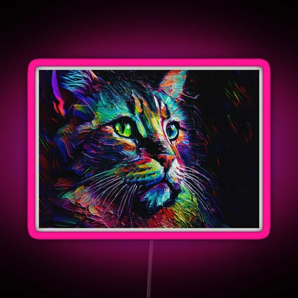 Cat Unique Style Design Cat Colorful Creativity Cat RGB Neon Sign
